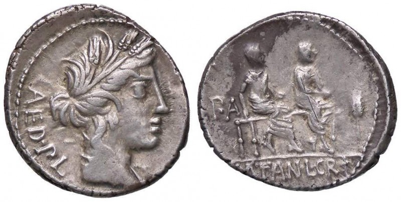 ROMANE REPUBBLICANE - CRITONIA - L. Critonius e M. Fannius (86 a.C.) - Denario -...