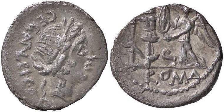ROMANE REPUBBLICANE - EGNATULEIA - C. Egnatuleius C. f. (97 a.C.) - Quinario - T...