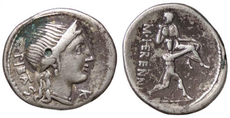 ROMANE REPUBBLICANE - HERENNIA - M. Herennius (108-107 a.C.) - Denario - Testa d...