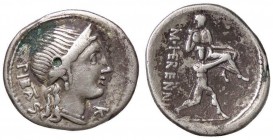 ROMANE REPUBBLICANE - HERENNIA - M. Herennius (108-107 a.C.) - Denario - Testa della Pietà a d. /R Anfinomus a d. porta il padre sulle spalle B. 1; Cr...