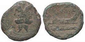 ROMANE REPUBBLICANE - JUNIA - D. Junius Silanus L. f. (91 a.C.) - Asse - Testa di Giano /R Prua di nave a d.; davanti I, sopra D SILANVS Cr. 337/5 (AE...