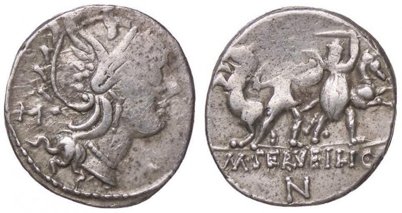 ROMANE REPUBBLICANE - SERVILIA - M. Servilius C. f. (100 a.C.) - Denario - Testa...