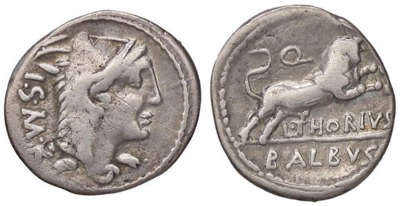 ROMANE REPUBBLICANE - THORIA - L. Thorius Balbus (105 a.C.) - Denario - Testa di...