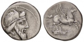 ROMANE REPUBBLICANE - TITIA - Q. Titius (90 a.C.) - Denario - Testa del dio Mutinus Titinus a d. /R Pegaso in volo a d. B. 1; Cr. 341/1 (AG g. 3,76)
...