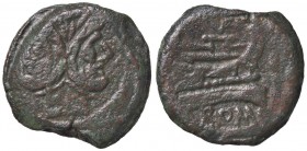 ROMANE REPUBBLICANE - VALERIA - Val (169-158 a.C.) - Asse - Testa di Giano /R Prua di nave a d., sopra VAL in monogramma Cr. 191/1 (AE g. 24,25)

me...