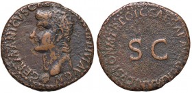 ROMANE IMPERIALI - Germanico († 19) - Asse - Testa a s. /R SC entro scritta C. 2 (AE g. 9,91)

BB+/BB