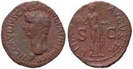 ROMANE IMPERIALI - Claudio (41-54) - Asse - Testa a s. /R La Libertà stante a d. con un berretto nella mano d. e tende la s. C. 47; RIC 113 (AE g. 9,4...