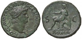 ROMANE IMPERIALI - Nerone (54-68) - Sesterzio - Testa laureata a d. /R Roma seduta a s. su una corazza e scudi con Vittoria C. 278 (AE g. 25,88) Bella...