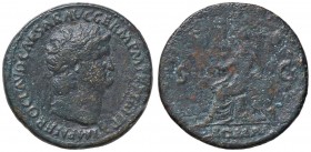 ROMANE IMPERIALI - Nerone (54-68) - Sesterzio - Testa laureata a d. /R Roma seduta a s. con corona C. 283 var. (AE g. 22,93)

qBB/MB