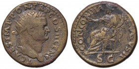 ROMANE IMPERIALI - Tito (79-81) - Dupondio - Testa radiata a d. /R La Concordia seduta a s. con patera e cornucopia C. 45; RIC 647 (AE g. 13,06)

BB...