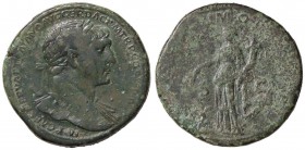 ROMANE IMPERIALI - Traiano (98-117) - Sesterzio - Busto laureato a d. con l'egida /R L'Abbondanza stante a s. con spighe e cornucopia; ai suoi piedi a...