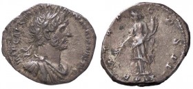ROMANE IMPERIALI - Adriano (117-138) - Denario - Busto laureato e drappeggiato a d. /R La Pace stante a s. con ramo d'ulivo e cornucopia (AG g. 2,67)...
