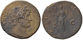ROMANE IMPERIALI - Adriano (117-138) - Sesterzio - Testa a d. /R L'Equità stante a s. con bilancia e scettro C. 123 (AE g. 27,91)

BB+