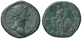 ROMANE IMPERIALI - Adriano (117-138) - Dupondio - Busto radiato a d. /R La Salute stante a s. con piede su globo, tiene un timone e una patera C. 1358...