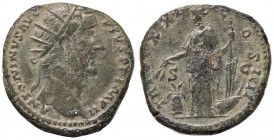 ROMANE IMPERIALI - Antonino Pio (138-161) - Dupondio - Testa laureata a d. /R L'Abbondanza stante a s. con spighe e timone su prua; ai suoi piedi a s....