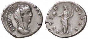 ROMANE IMPERIALI - Faustina I (moglie di A. Pio) - Denario - Busto drappeggiato e velato a d. /R L'Eternità stante a s. con globo e scettro RIC 350a N...