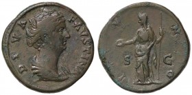 ROMANE IMPERIALI - Faustina I (moglie di A. Pio) - Sesterzio - Busto drappeggiato a d. /R Giunone stante a s. con patera e scettro C. 210 (AE g. 25,15...