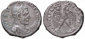 ROMANE PROVINCIALI - Macrino (217-218) - Tetradracma - Busto laureato e drappeggiato a d. /R Aquila stante con testa a d. e corona nel becco (AG g. 12...