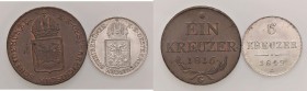 ESTERE - AUSTRIA - Rivoluzione (1848-1849) - 6 Kreuzer 1849 A Kr. 2200 MI Assieme a kreuzer 1816 G (qFDC) - Lotto di 2 monete

Assieme a kreuzer 181...