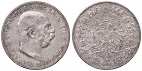 ESTERE - AUSTRIA - Francesco Giuseppe (1848-1916) - 5 Corone 1909 - Testa grande Kr. 2813 AG

BB-SPL