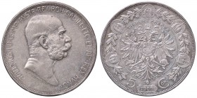 ESTERE - AUSTRIA - Francesco Giuseppe (1848-1916) - 5 Corone 1909 - Testa piccola Kr. 2814 AG Segni al D/

Segni al D/

qBB/qSPL