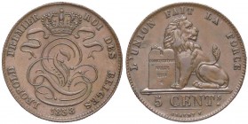ESTERE - BELGIO - Leopoldo I (1831-1865) - 5 Centesimi 1858 Kr. 5.1 CU

BB+