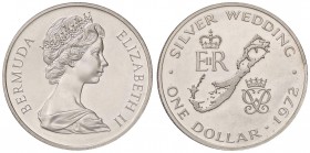 ESTERE - BERMUDA - Elisabetta II (1952) - Dollaro 1972 - Nozze d'argento Kr. 22a AG

FS