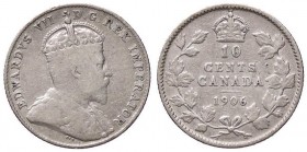 ESTERE - CANADA - Edoardo VII (1901-1910) - 10 Centesimi 1906 Kr. 10 AG

MB/qBB