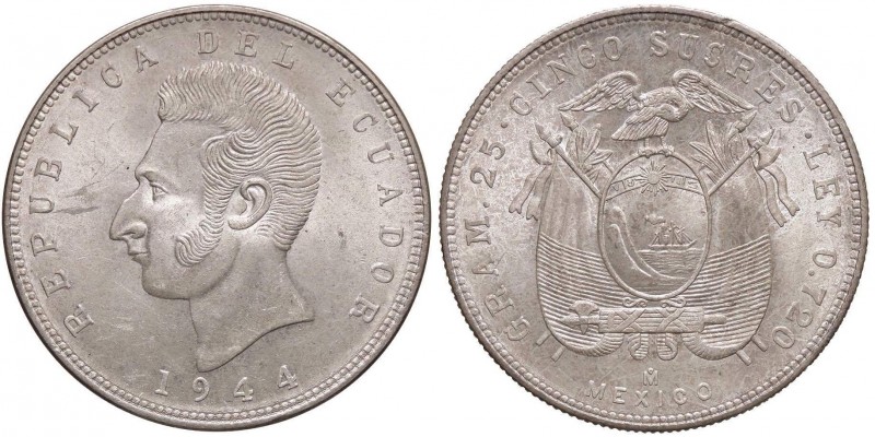 ESTERE - ECUADOR - Repubblica - 5 Sucres 1944 Kr. 79 AG

qFDC/FDC
