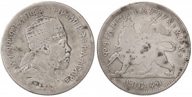 ESTERE - ETIOPIA - Menelik II (1889-1913) - Quarto di Birr 1897 Kr. 14 R AG

MB