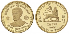 ESTERE - ETIOPIA - Repubblica - 10 Dollari 1966 - 75° compleanno di Haile Selassie Kr. 38 (AU g. 4,09)

FS