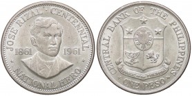 ESTERE - FILIPPINE - Repubblica - Peso 1961 - 100° Anniversario della nascita di Jose Rizal Kr. 192 AG Segnetti

Segnetti

qFDC