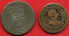 ESTERE - FRANCIA - Luigi XIII (1610-1643) - Doppio tornese 1617 CU Assieme a 15 deniers 1695 D - Lotto di 2 monete

Assieme a 15 deniers 1695 D - Lo...