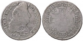 ESTERE - FRANCIA - Luigi XIV (1643-1715) - Mezzo scudo 1691 H Kr. 273 AG Contromarca al D/

Contromarca al D/

MB