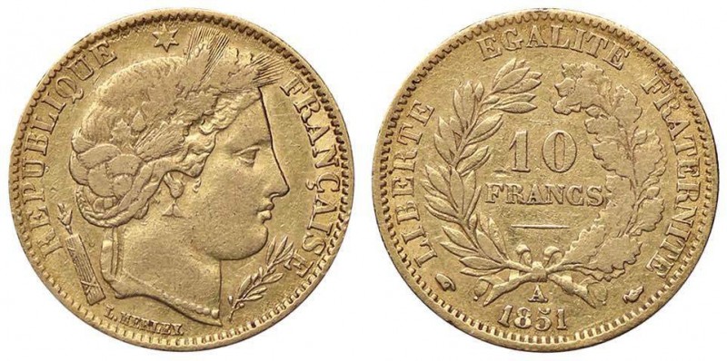 ESTERE - FRANCIA - Seconda Repubblica (1848-1852) - 10 Franchi 1851 A Kr. 770 NC...