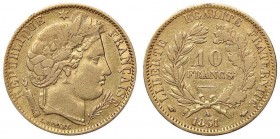 ESTERE - FRANCIA - Seconda Repubblica (1848-1852) - 10 Franchi 1851 A Kr. 770 NC (AU g. 3,19)

BB