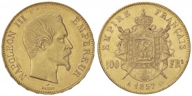 ESTERE - FRANCIA - Napoleone III (1852-1870) - 100 Franchi 1857 A - Testa nuda Kr. 786.1 (AU g. 32,25)

SPL