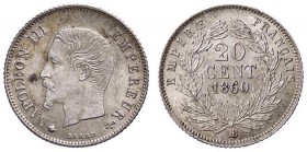 ESTERE - FRANCIA - Napoleone III (1852-1870) - 20 Centimes 1860 BB Kr. 778.2 R AG

qFDC/FDC