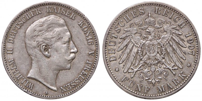 ESTERE - GERMANIA - PRUSSIA - Guglielmo II (1888-1918) - 5 Marchi 1907 A Kr. 523...