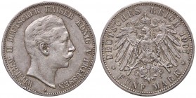 ESTERE - GERMANIA - PRUSSIA - Guglielmo II (1888-1918) - 5 Marchi 1907 A Kr. 523 AG

BB