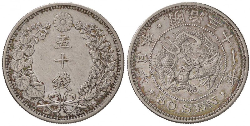 ESTERE - GIAPPONE - Mutsuhito Imperatore (1867-1912) - 50 Sen 1898 Kr. 25 AG

...