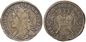 ESTERE - IRLANDA - Giacomo II (1685-1688) - Mezza corona 1689 Kr. 95 (OT g. 12,7)Dec

Dec - 

qBB/BB