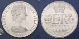 ESTERE - ISOLE COOK - Elisabetta II (1952) - 25 Dollari 1977 - Giubileo Kr. 18 AG In blister

In blister

FS