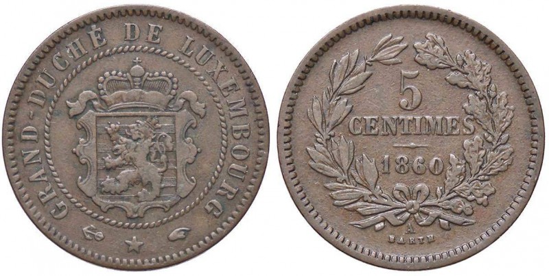 ESTERE - LUSSEMBURGO - Guglielmo III (1849-1890) - 5 Centesimi 1860 A Kr. 22.2 R...