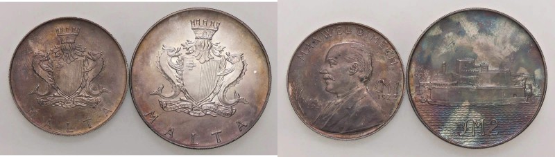 ESTERE - MALTA - Repubblica - 2 Sterline 1972 Kr. 14 AG Assieme a sterlina 1972 ...