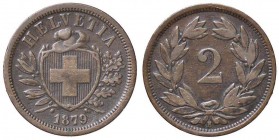 ESTERE - SVIZZERA - Confederazione - 2 Rappen 1879 Kr. 4 CU

BB