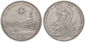 ESTERE - SVIZZERA - Tiri Federali - 5 Franchi 1881 - Friburgo Kr. 515 AG

BB/BB+