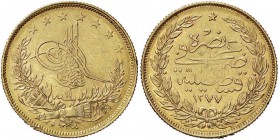 ESTERE - TURCHIA - Abdul Aziz (1861-1876) - 100 Kurush 1277/2 Kr. 696 (AU g. 7,13) Piccola tacca al bordo

Piccola tacca al bordo

SPL