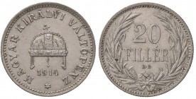 ESTERE - UNGHERIA - Francesco Giuseppe (1848-1916) - 20 filler 1914 Kr. 483 NI

FDC