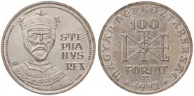 ESTERE - UNGHERIA - Repubblica - 100 Fiorini 1972 - 1000° anniversario nascita di Santo Stefano Kr. 597 AG

qFDC